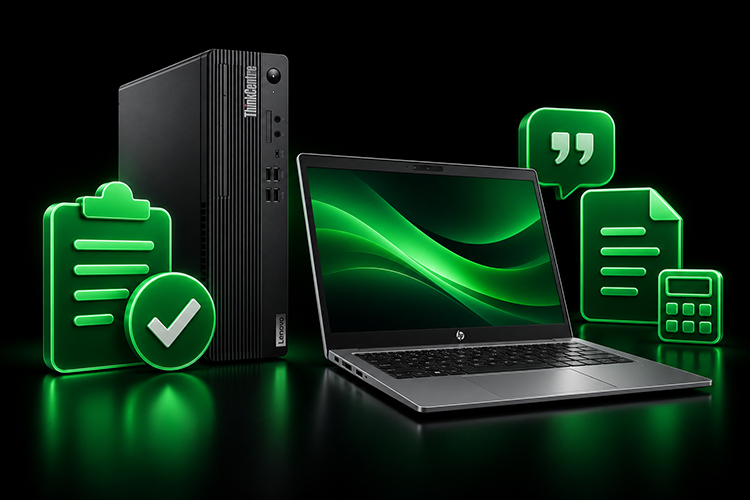 Consultant eComputers pregătind o ofertă de echipamente IT